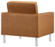 Loft Tufted Vegan Leather Armchair and Ottoman Set, Silver Tan