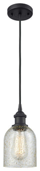 1-Light Caledonia 5" Mini Pendant, Matte Black, Shade: Mica