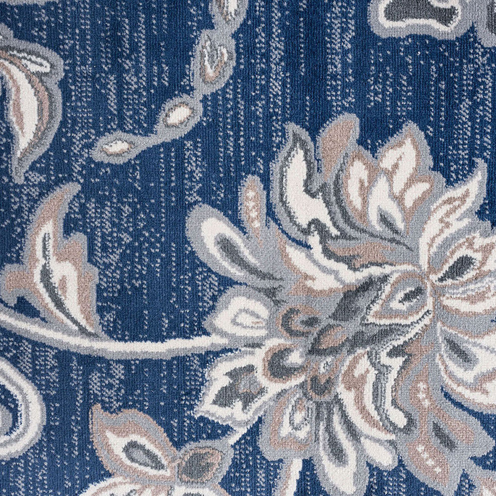 Garland Transitional Floral Navy Rectangle Area Rug, 7.6'x10'