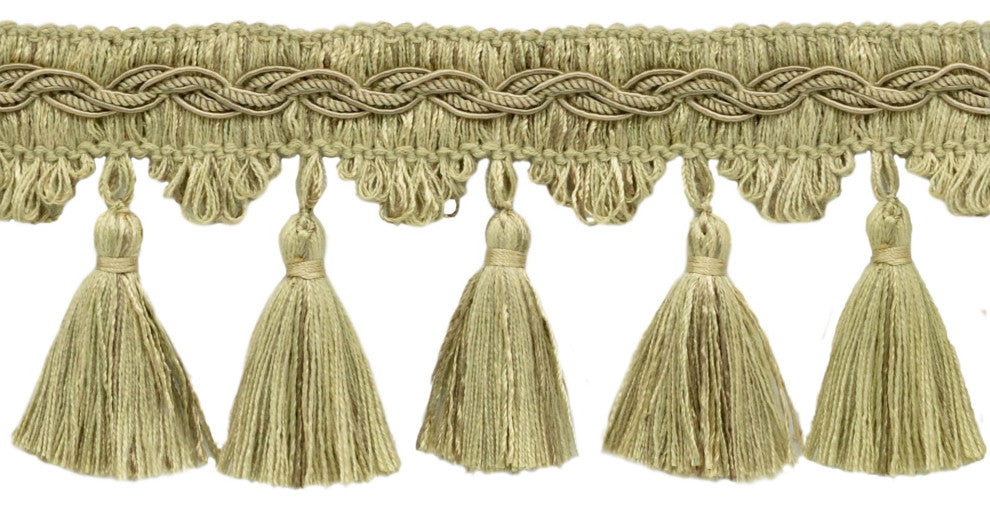 Scalloped Tassel Fringe Trim, Color# VNT3R1 - Mushroom Beige [5 Yards]