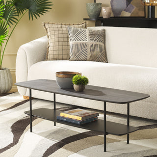 Safavieh Kayleigh Coffee Table, Dark Grey Oak/Matte Black