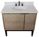37" Single Vanity, Linen Brown Finish With Engineered Stone Top And Oval Sink