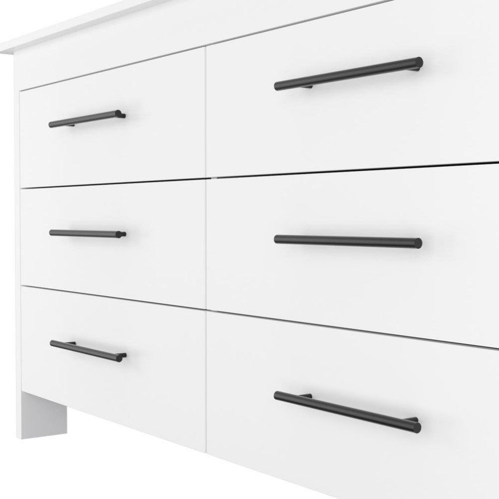 DEPOT E-SHOP: Paris 6 Drawer Double Dresser, 4 Legs, Metal Hardware