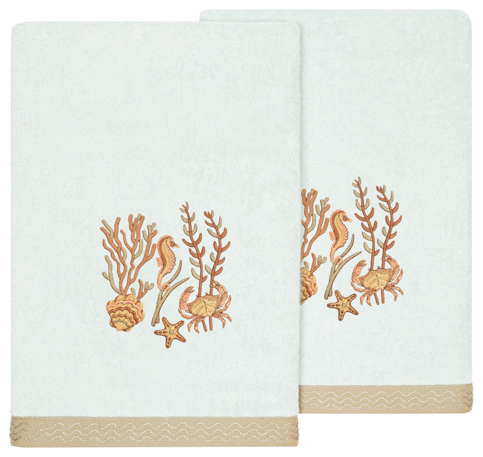 Linum Home Textiles 100% Turkish Cotton AARON 2PC Embellished Bath Towel Set