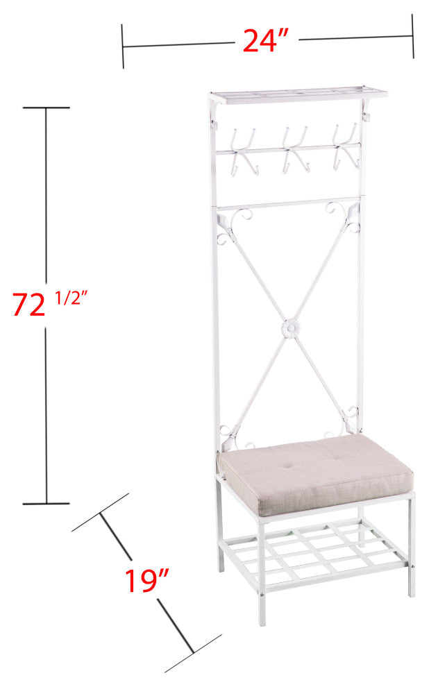 Kelbrook Hall Tree Bench With Storage, Distressed White