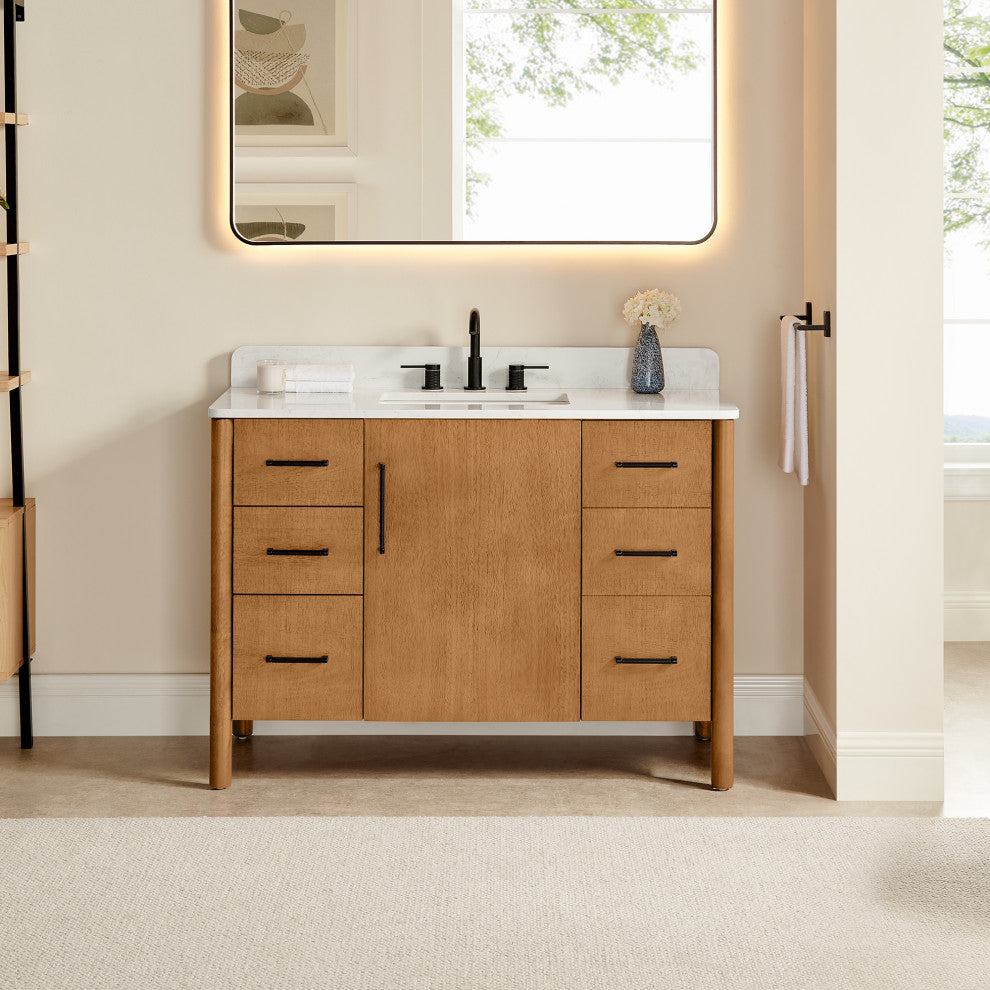 Velora Bathroom Vanity, Mango Brown, 48", No Mirror