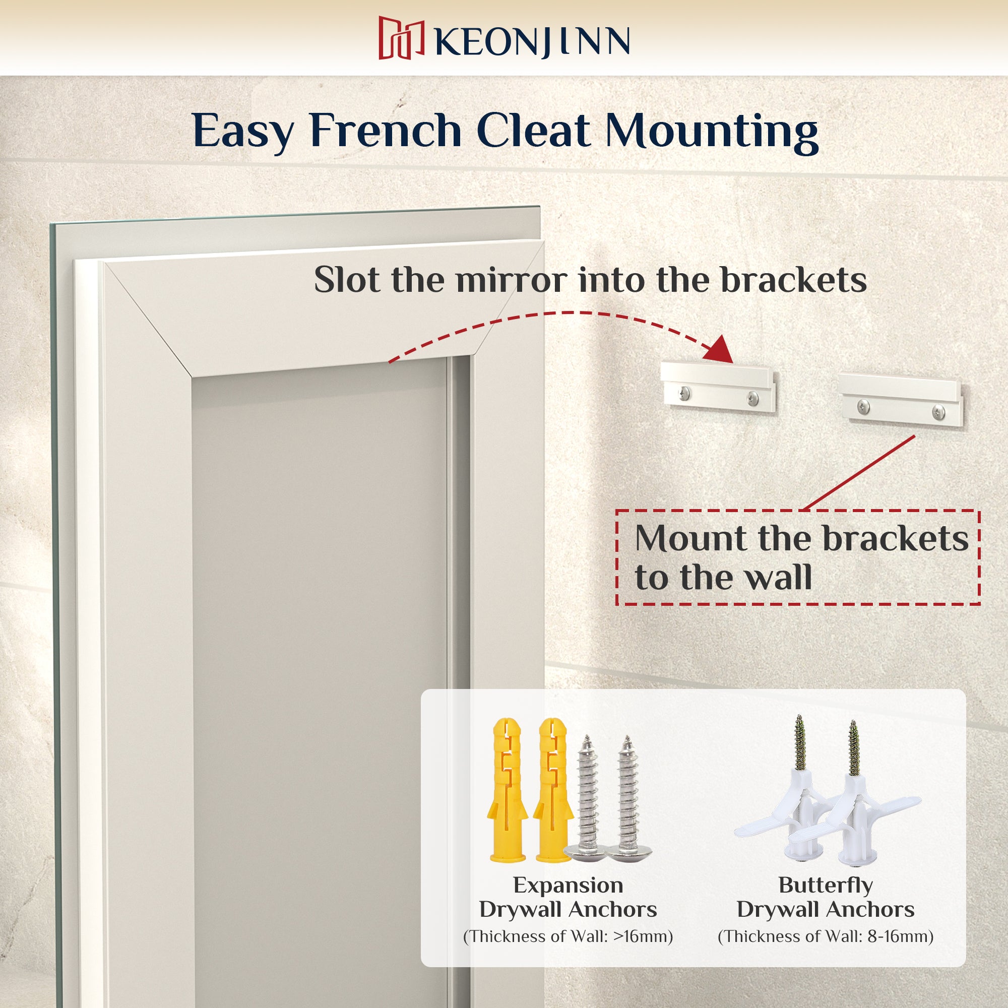 LED Bathroom Mirror With Smart Motion Sensor Front & Backlit, Dimmable, 55x36