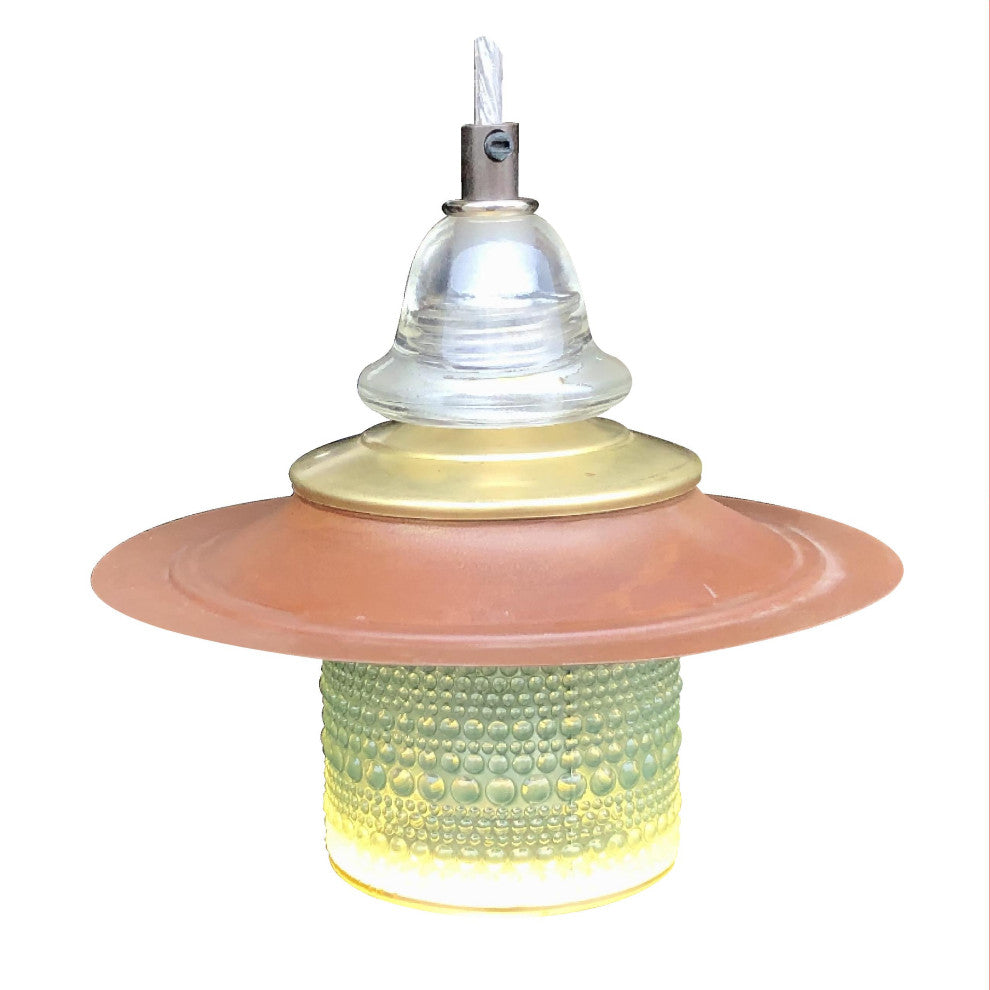 Bubble Glass Globe Pendant Lantern Metal Hood Insulator Bell Cap, Aqua