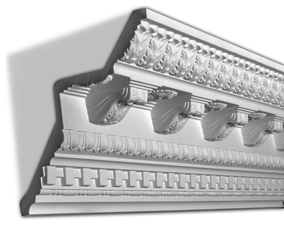 14" Face, Corbels, Dentil and Egg and Dart Polyurethane Crown Moulding, 2-Pack
