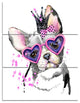 Sweet Funny Dog with Glasses, Animal Canvas Wall Art, 28x36, 3 Panels