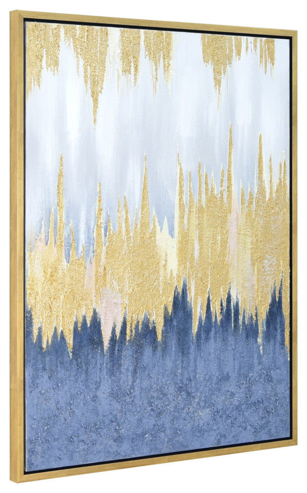 Golden Rain Textured Metallic Hand Painted Framed Wall Art by Martin Edwards