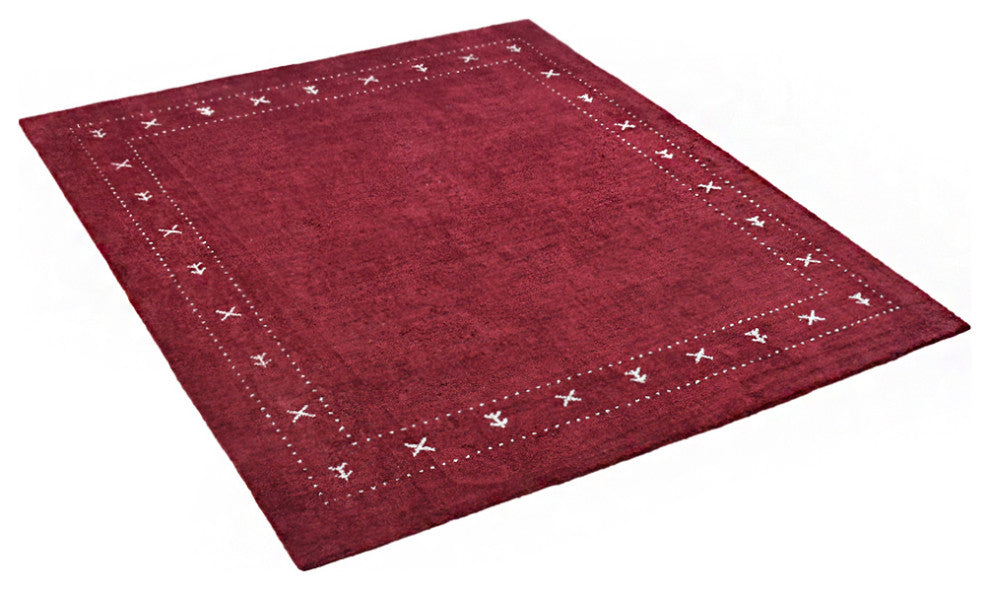 HAND KNOTTED LOOM SILK ECO-FRIENDLY AREA RUGS -8'x8', Square, Red, Contemporary