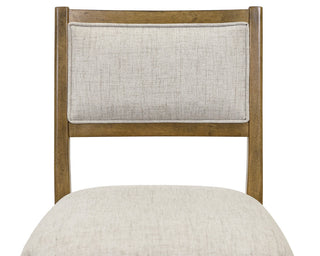 Two Wood Modern Upholstered Back Chairs, Set of 2, Brown