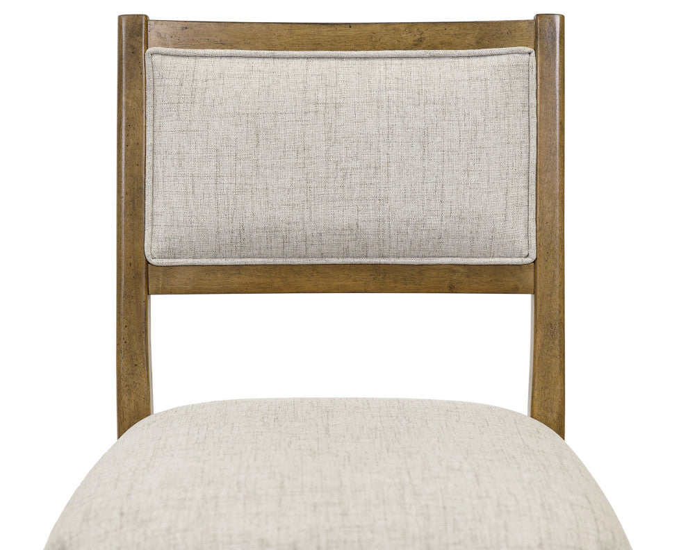 Two Wood Modern Upholstered Back Chairs, Set of 2, Brown
