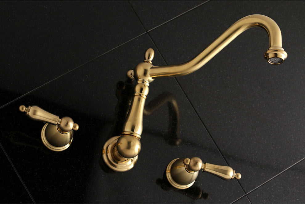 Kingston Brass Wall Mount Tub Faucet, Brushed Brass