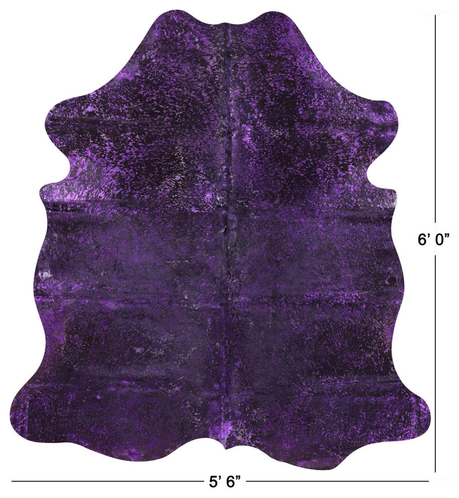 6' 0" X 5' 6" Purple Metallic Cowhide Rug C2108