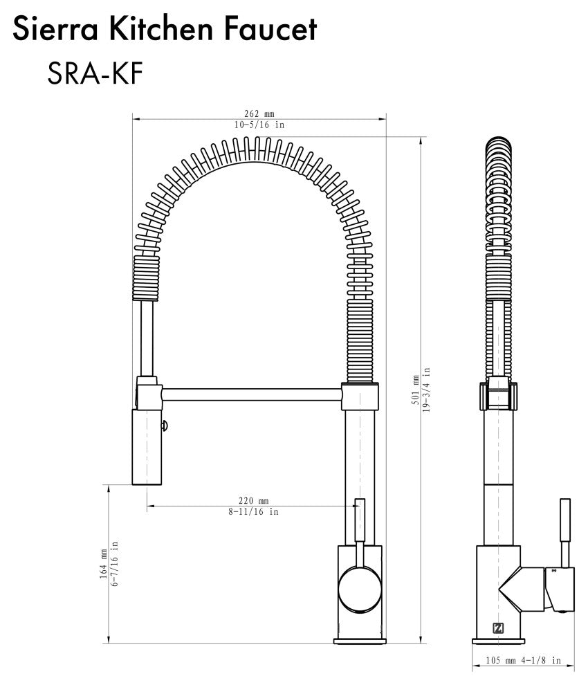 ZLINE Sierra Kitchen Faucet, Chrome, SRA-KF-CH