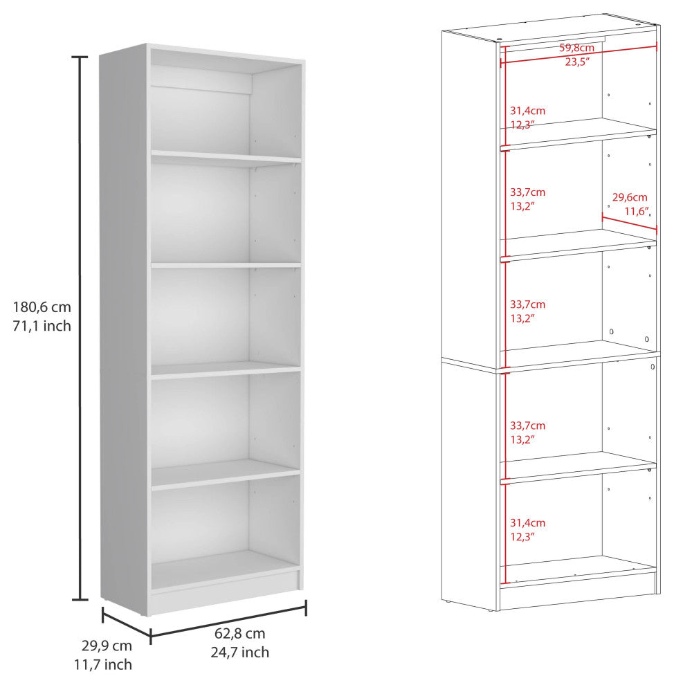 Clawson 4 Piece Living Room Set with 4 Bookcases, White
