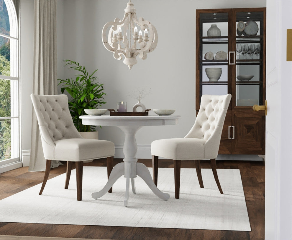 Fairview 36" Round Pedestal Dining Table, Whitewash