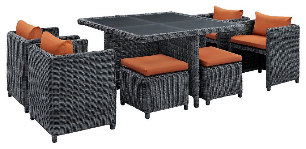 Canvas Tuscan Summon 9-Piece Outdoor Patio Sunbrella Dining Set