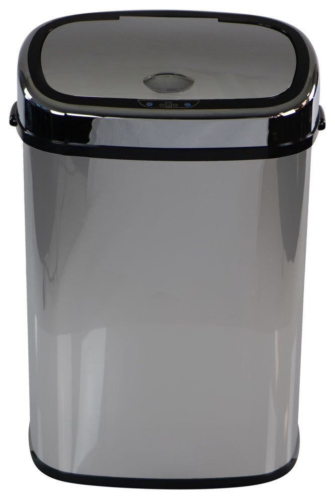 50-Liter / 13.2-Gallon Trash Can With Sensor Lid, Mirrored Stainless Steel