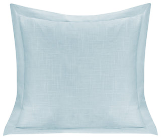 Luna Single Flanged Washed Linen Pillow, 20"x20", Light Blue
