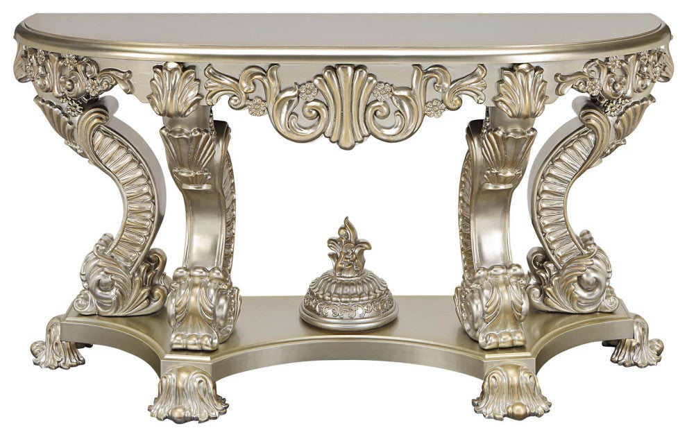 Traditional Sofa Table, Antique Gold