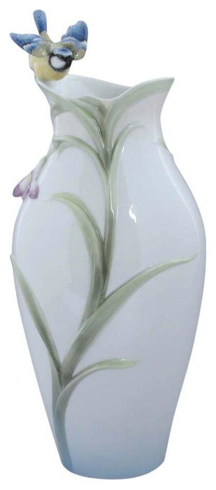Orchid and Blue Tit Vase