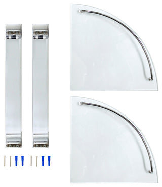 MODONA's 9.5" Double Glass Corner Shelf With Rail, Polished Chrome