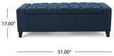 GDF Studio Seattle Tufted Storage Ottoman Bench, Dark Blue