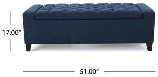 GDF Studio Seattle Tufted Storage Ottoman Bench, Dark Blue