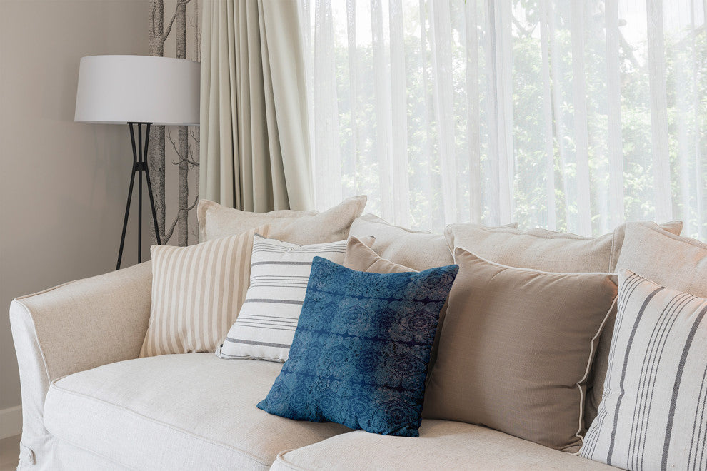 Patina Geometric Print Pillow, Blue, 16" X 16"