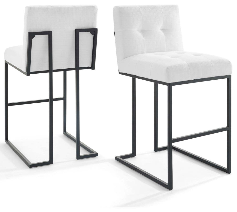 Bar Stool Chair Barstool, Set of 2, Fabric, Metal, Black White, Modern, Bar Pub