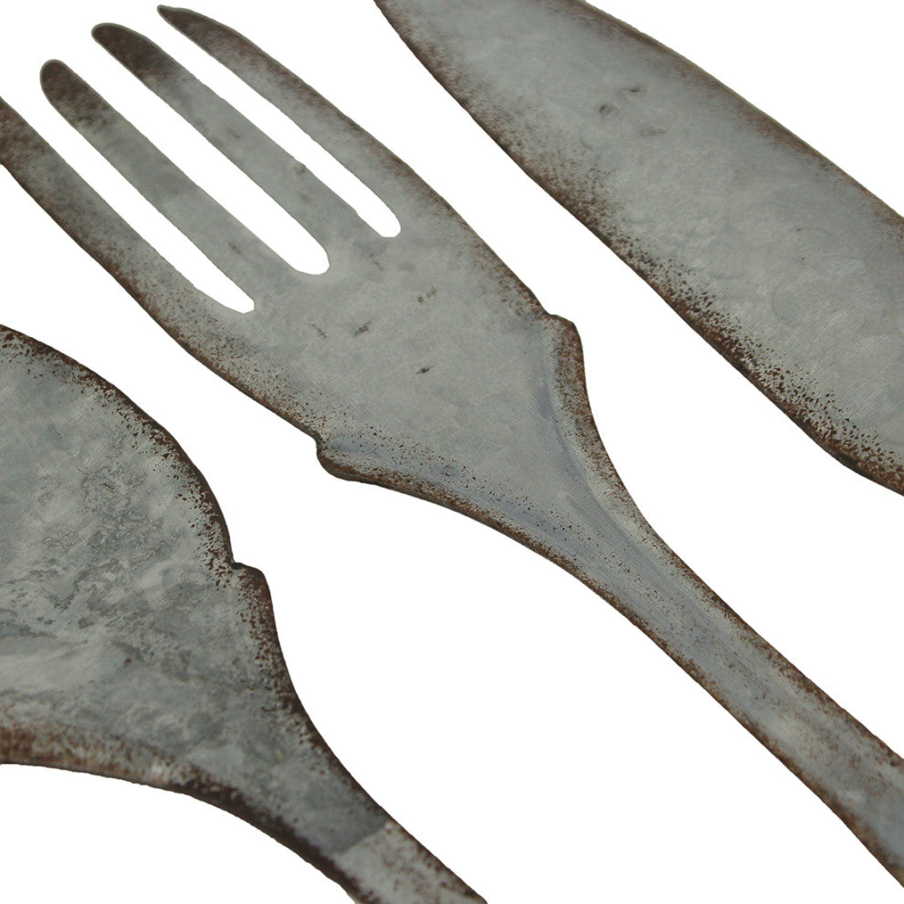 Giant Galvanized Metal Fork Spoon Knife Farmhouse Decor Kitchen Wall Hanging Se