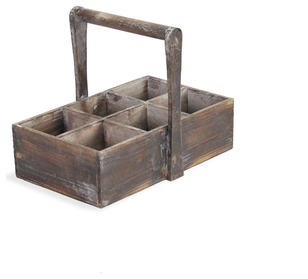 6-Slot Wood Caddy With Raised Handle