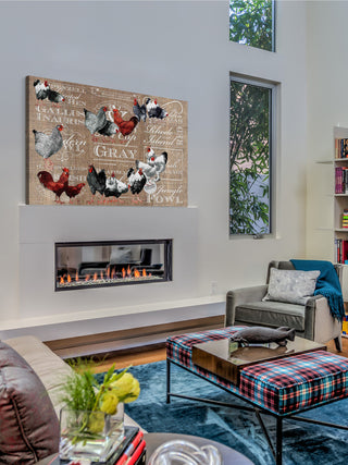 "Chicken Burlap" Painting Print on Canvas