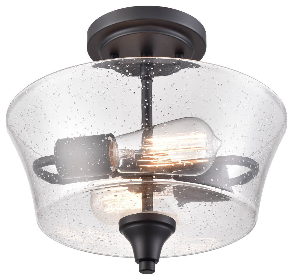 Caily Collection 2-LIght 11" Matte Black Semi-Flush
