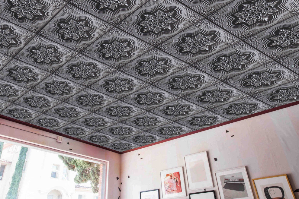 Antique Silver 3D Ceiling Panels, 2'x2', 200 Sq Ft, Pack of 50