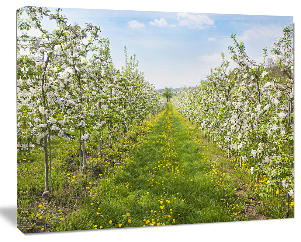 Bloomy Peach Forest Photography, Floral Canvas Art Print, 60"x28"