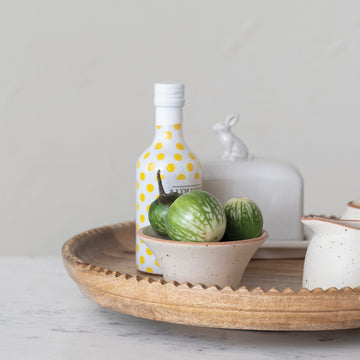 Wood Lazy Susan with Carved Scalloped Edge, Natural