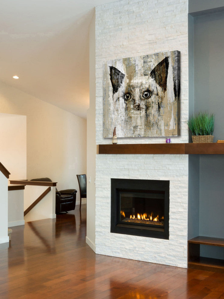 "Brown-Eyed Cat" Painting Print on Wrapped Canvas, 24"x24"