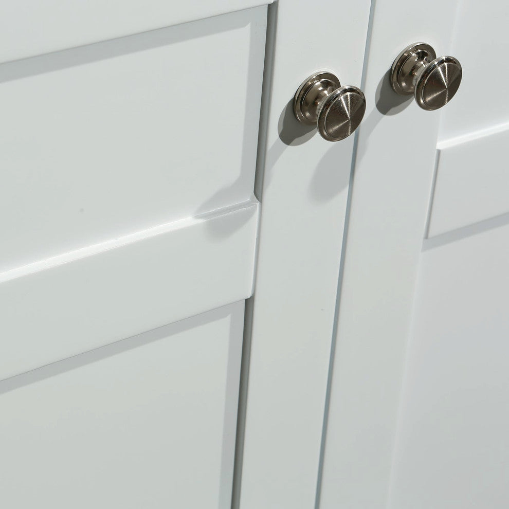 Eviva New York 24" White Bathroom Vanity, With White Marble Carrera Top and Sink