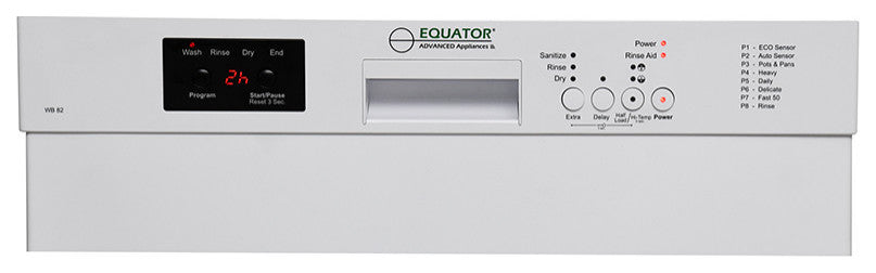Equator-Europe 24" Built in 14 place Energy Star Dishwasher with 8 Wash Programs, White
