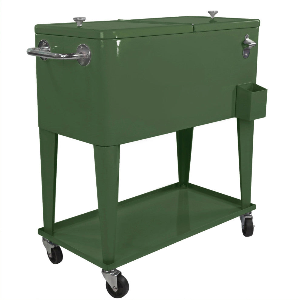 Clevr Retro 80 Quart Rolling Cooler Ice Chest, Green