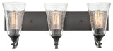 Natalie Collection 3 Light 24 in. Matte Black Bathroom Vanity Light