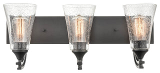 Natalie Collection 3 Light 24 in. Matte Black Bathroom Vanity Light