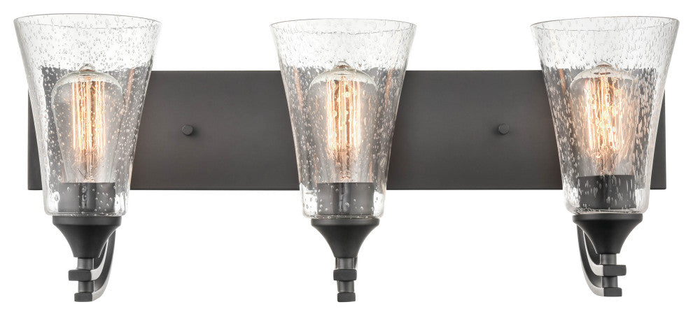 Natalie Collection 3 Light 24 in. Matte Black Bathroom Vanity Light