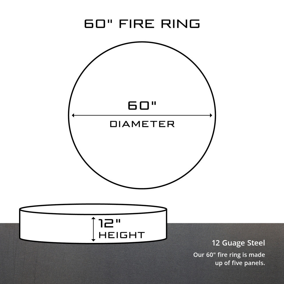 60" Solid 5 Piece Fire Ring