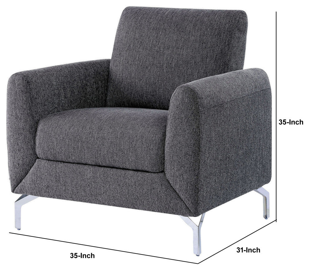 Benzara BM233864 Transitional Style Chair With Block Cushion Seat, Gray