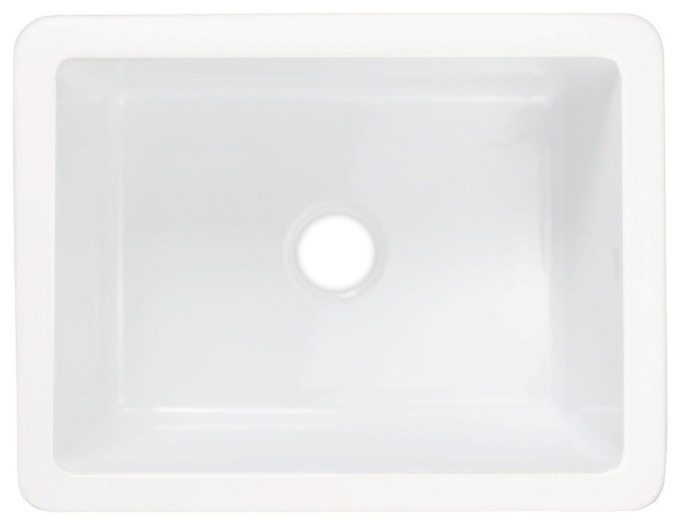Eden Crisp White Fireclay 23" Single Bowl Undermount Kitchen Sink